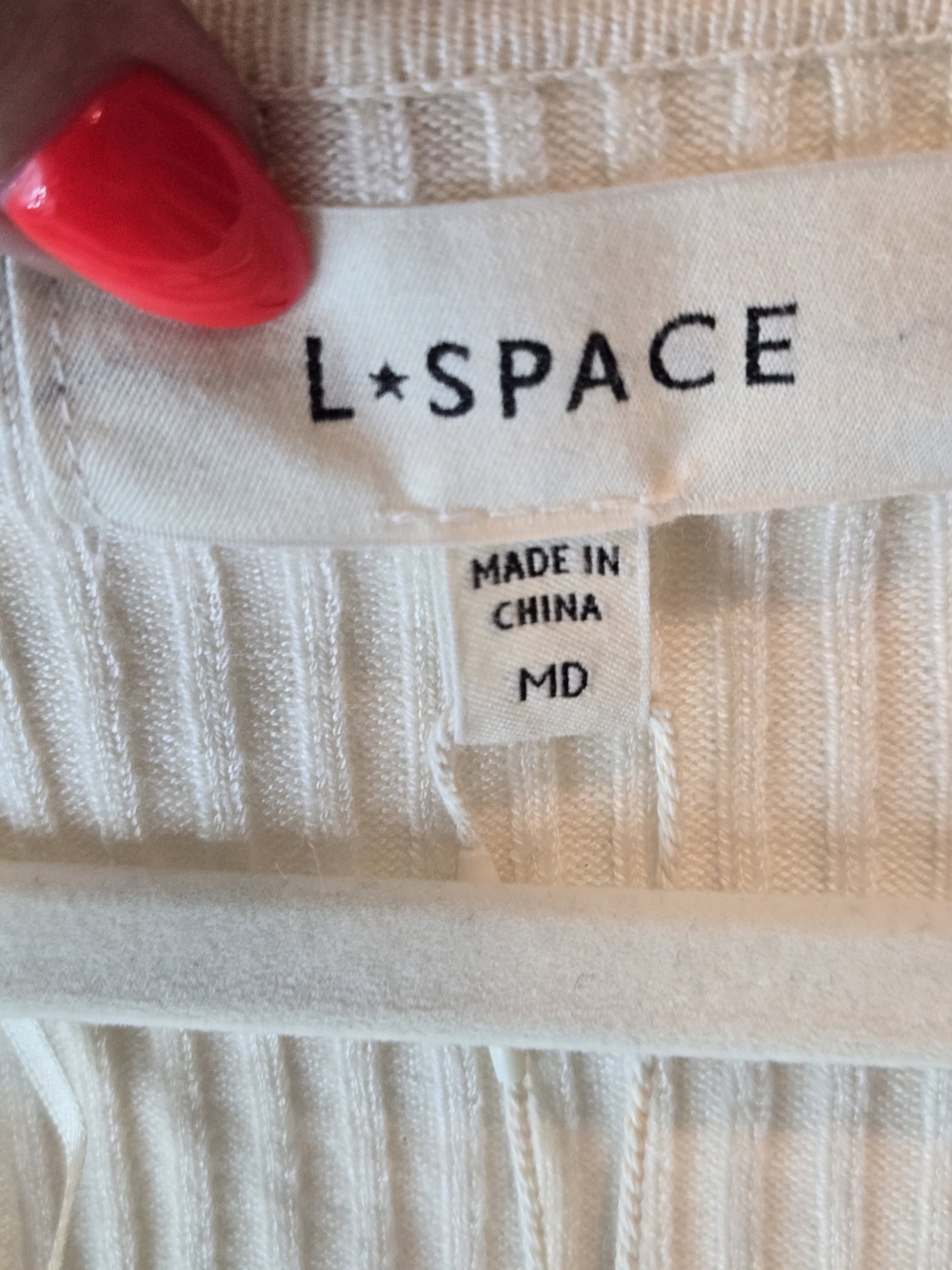 L*Space Cream Ribbed Long-Sleeve Square Neck Top - Picture 5 of 9